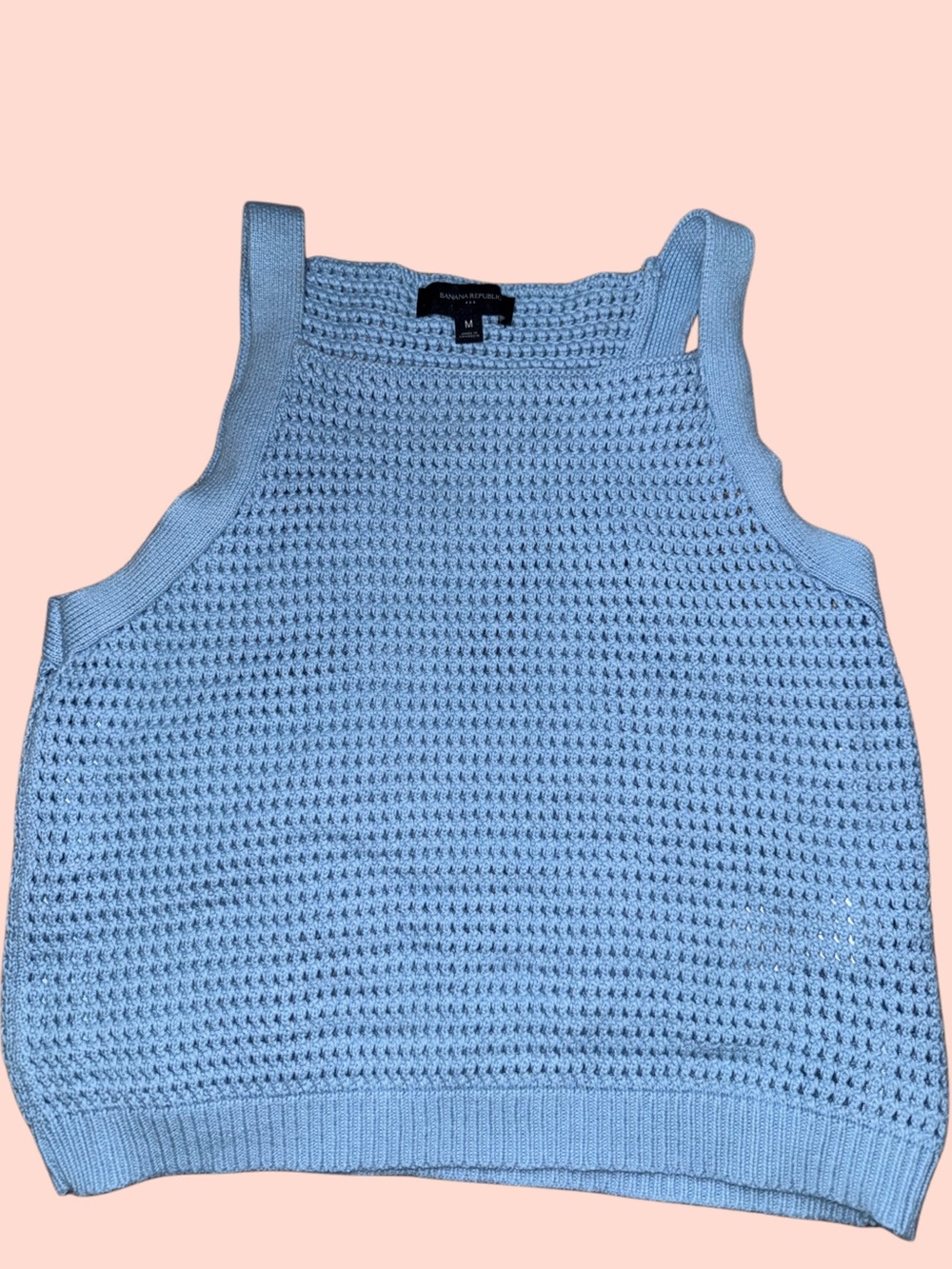 Banana Republic Light Blue Crochet Knit Tank